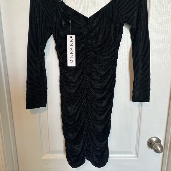 Minkpink | Chaima Black Ruched Mini Dress NWT - Picture 8 of 8